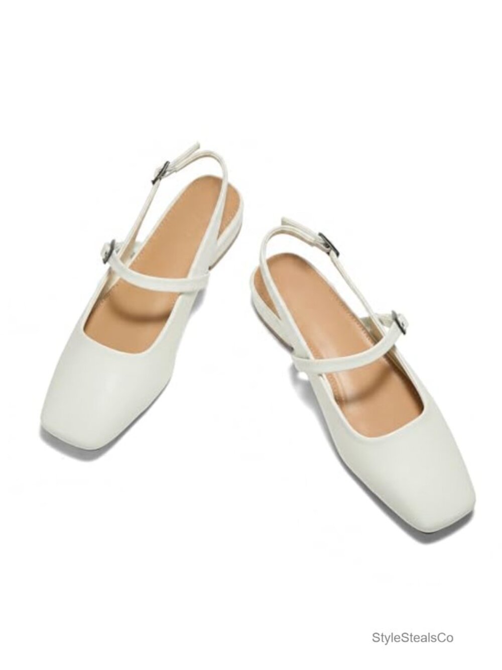 Lambskin Leather Square Toe Slingback Mules Slip-On Flats